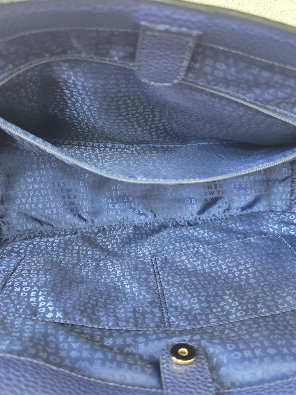 Kate Spade Francisca Bridge Place Large Bow Tote Navy Blue Leather - Picture 8 of 9